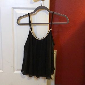 Wet seal black sheer tank top with under tank